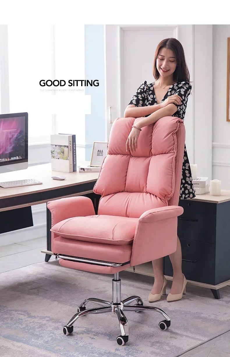 NEW PU Leather Office Chair Pink Gaming Chair Computer Swivel Gamer Live Ergonomic Chair Home Bedroom Sofa Armchairs Furniture