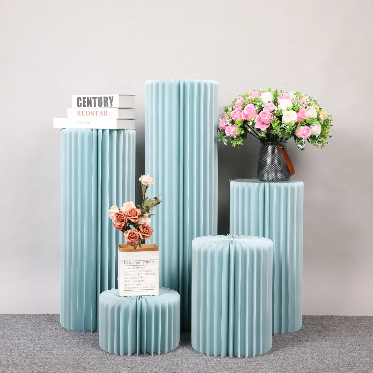 Buffet Risers Food Display Stand Round Table Cake Dessert Stand for Parties Foldable Paper Columns Display for Wedding Birthday