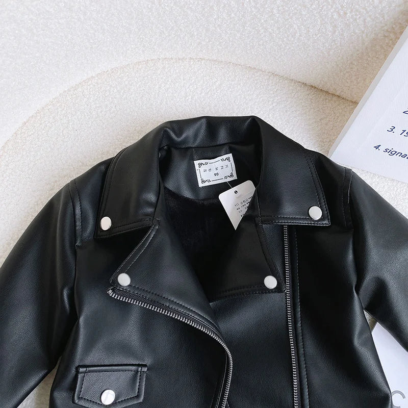 Boys Handsome Leather Jackets Kids 2-8 Years New Classics Spring Autumn Coats Baby Children Pu Outerwear Kids Zipper Fly Clothes