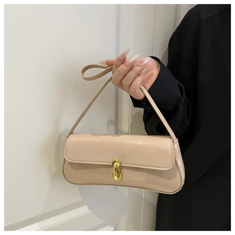 Women's Vintage Faux Oiled Leather Flap Decor Shoulder Underarm Bag, Buckle Baguette Tote Bag Suitable for Dating, Outing, Party