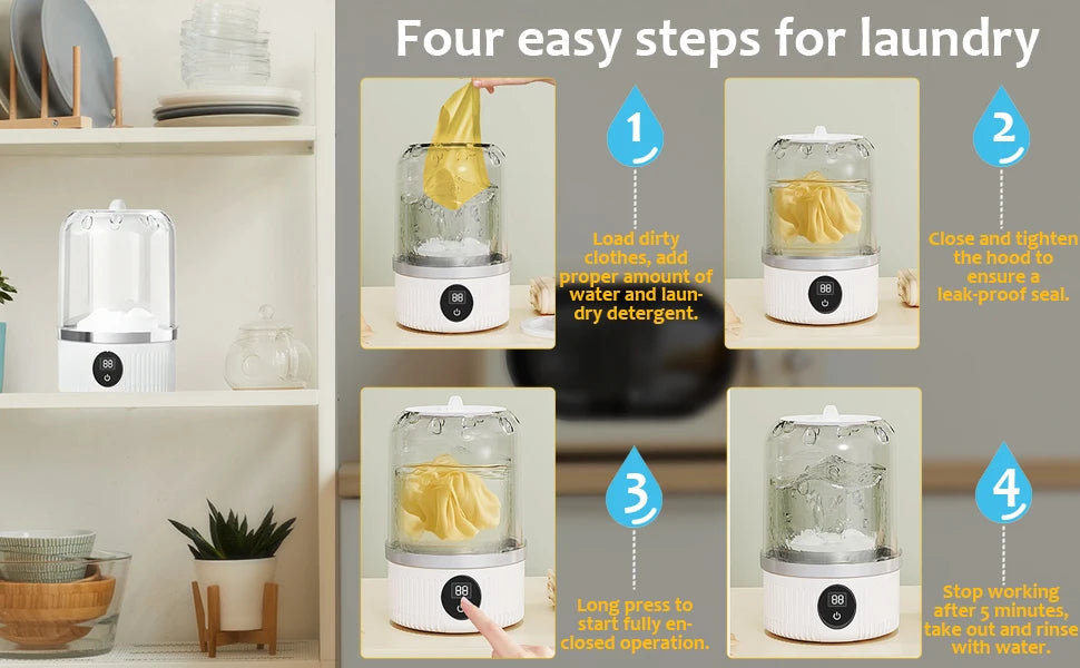 Portable Washing Machine, Underwear Washer, Small Washing Machine, Mini Washing Machine, Rechargeable Cordless Washing Machine