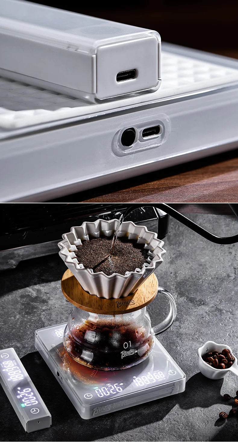 Bincoo Bluetooth Coffee Scale Precision Kitchen MINI Smart Digital Scale Small Electronic Scale Portable Barista Accessories