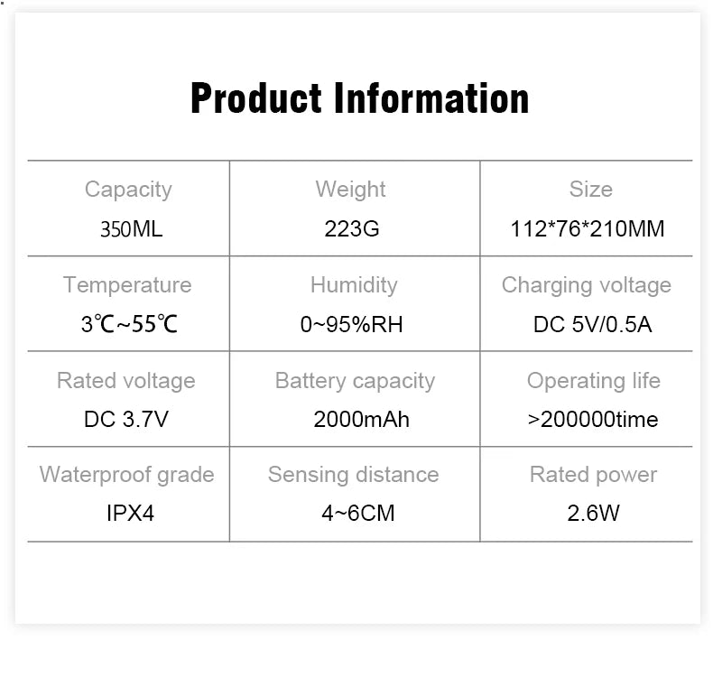 350ML Touchless Automatic Soap Foam Dispenser USB Rechargeable Foam Hand Washer Machine Bathroom Infrared Sensor Soap Dispenser
