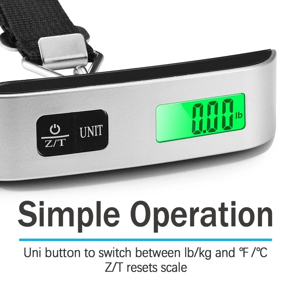 Portable Digital Luggage Hanging Scale 50kg/110lb LCD Display Electronic Scale Weight Balance Suitcase Travel Bag Scale