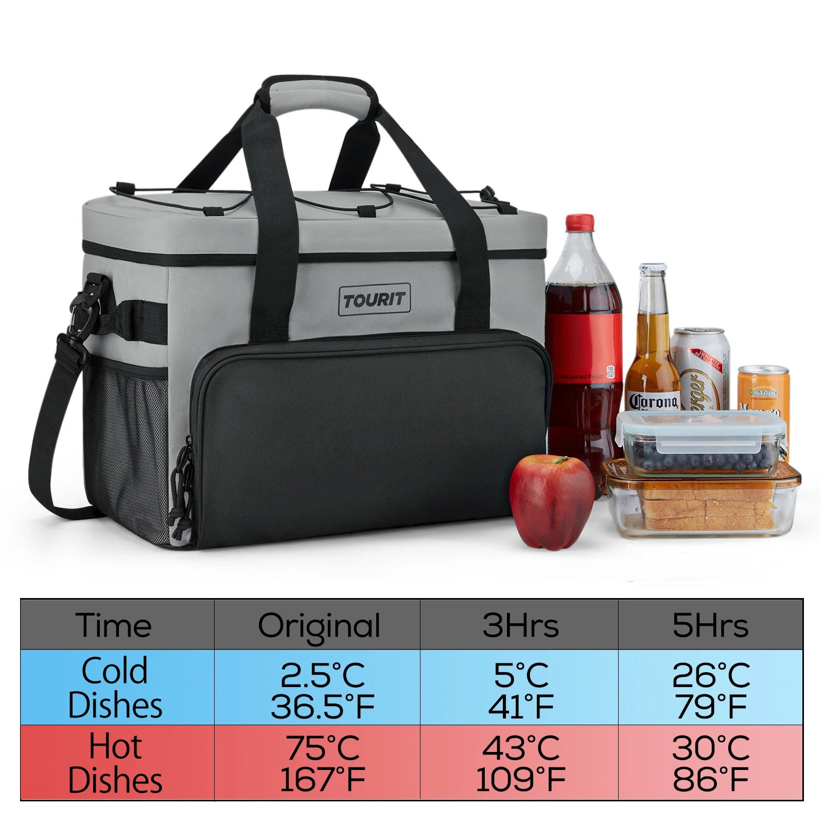TOURIT Thermal Cooler for Drinks 14.6L 24L 32L Foldable Insulated Cooler Bag Leakproof Car Refrigerator Bag Food Delivery Bag