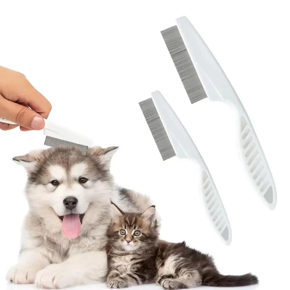 Stainless Steel Fine Tooth Comb  Puppy Cat Hair Grooming Brush Dog Flea Louse Shedding Tools Cat Dog Bath Cleaning Supplies