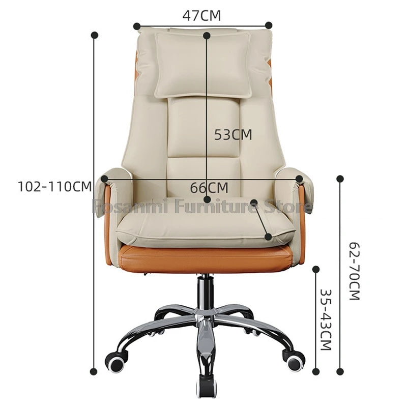 Adjustable Height Home Computer Office Chair with Soft Headrest Reclining Leather Gaming Armchair Ergonomic Swivel Desk Chairs