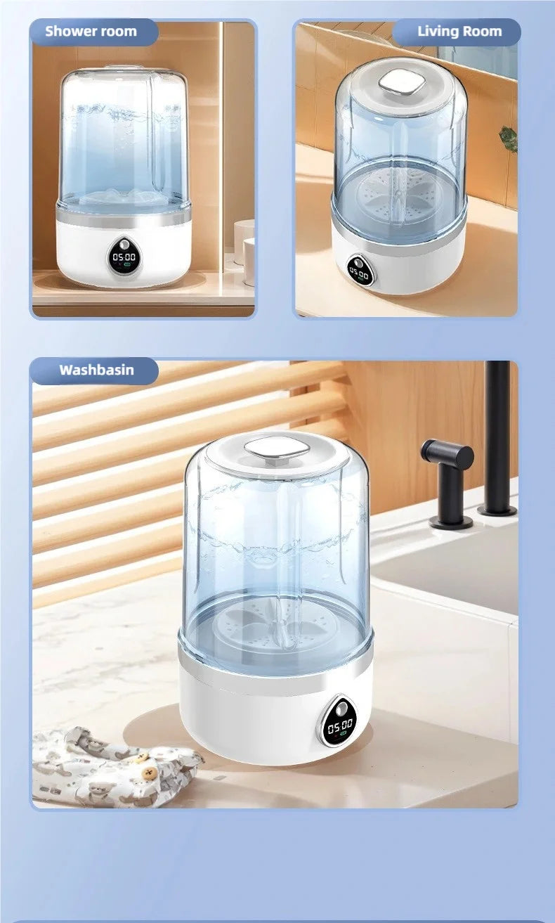 TINSOL New Mini Portable Washing Machine USB Charging Support Silent Fully Automatic Wash Essential for Dorms and Travel
