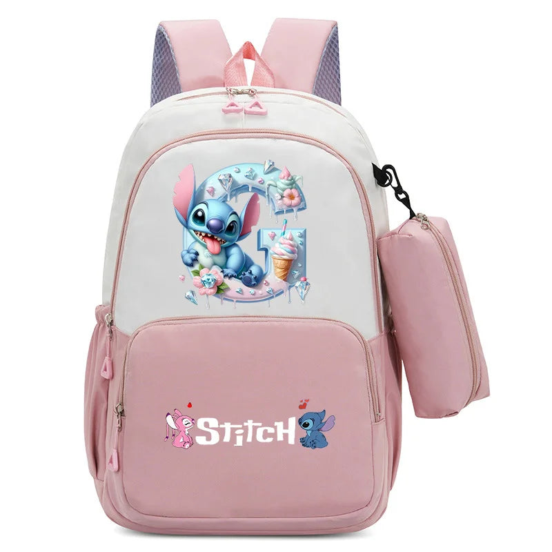 Stitch Disney Girls Schoolbag with Pencil Bags Women Travel Bag New Backpacks for Student Children Large Capacity Bookbag Gifts