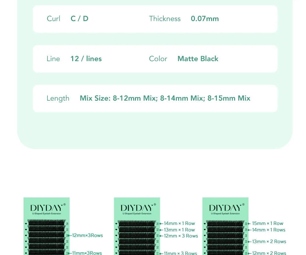 DIYDAY U-shaped 3D 4D 5D Eyelash Extension New Style U Shape W Bloom Lashes Premade Fans Lightweight Fluffy Mink Faux Eyelashes