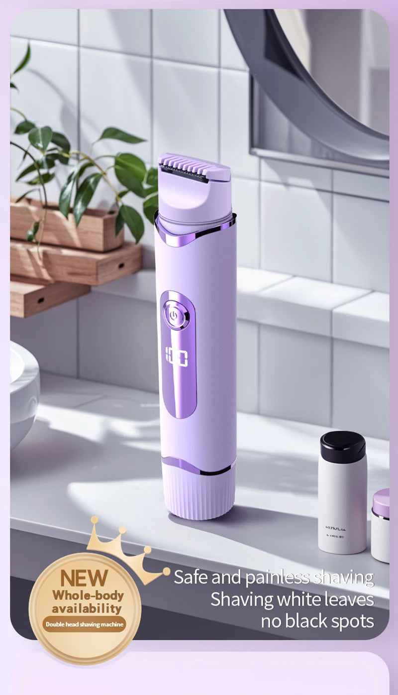 2 IN 1 Lady Electric Shaver Double Head Dual Purpose  Electric Razor & Hair Trimmer For Female Underarm Leg Bikini Hair Remover
