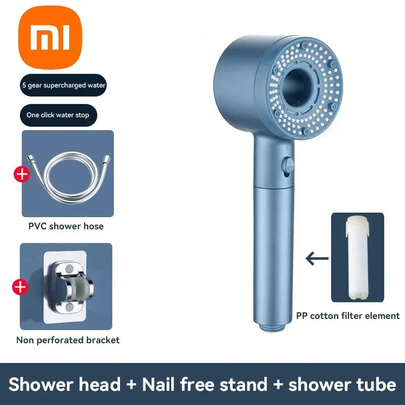 Xiaomi 5-Modes Shower Heads High Pressure Mijia ShowerHead Set Portable Rainfall Faucet Tap Bathroom Bath Home Bathroom Upgrade