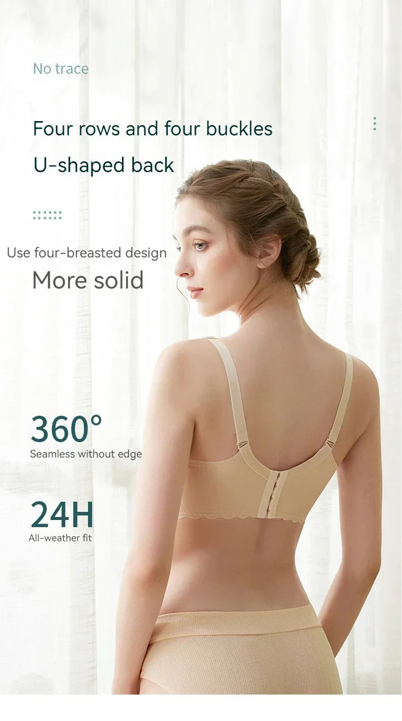 New Lace Up Buckle Without Steel Ring to Prevent Sagging Breastfeeding Bra is Soft and Comfortable For Pregnant Women in Large