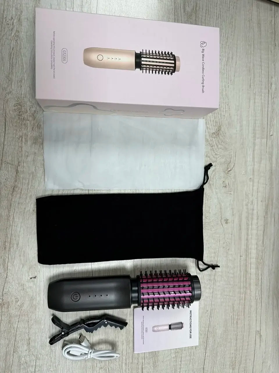 Cordless Hair Straightening Comb Curling Wand USB Charging Curling and Straightening Multi-speed Temperature Adjustment
