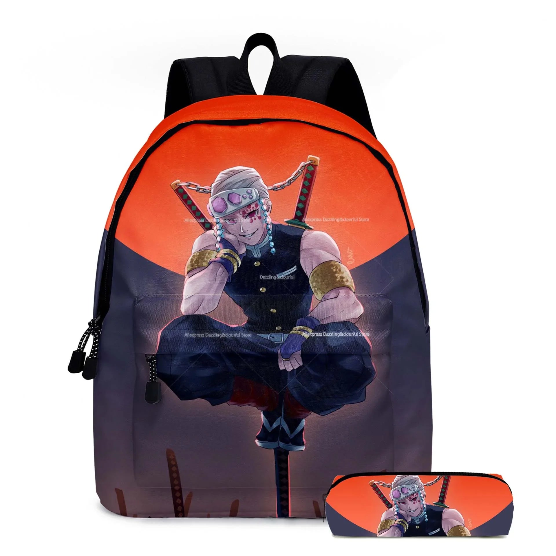 Demon Slayer Nezuko Backpacks 2pcs Girls School Bags Kimetsu No Yaiba Kids Anime Bagpacks Female Male Bookbag Gifts