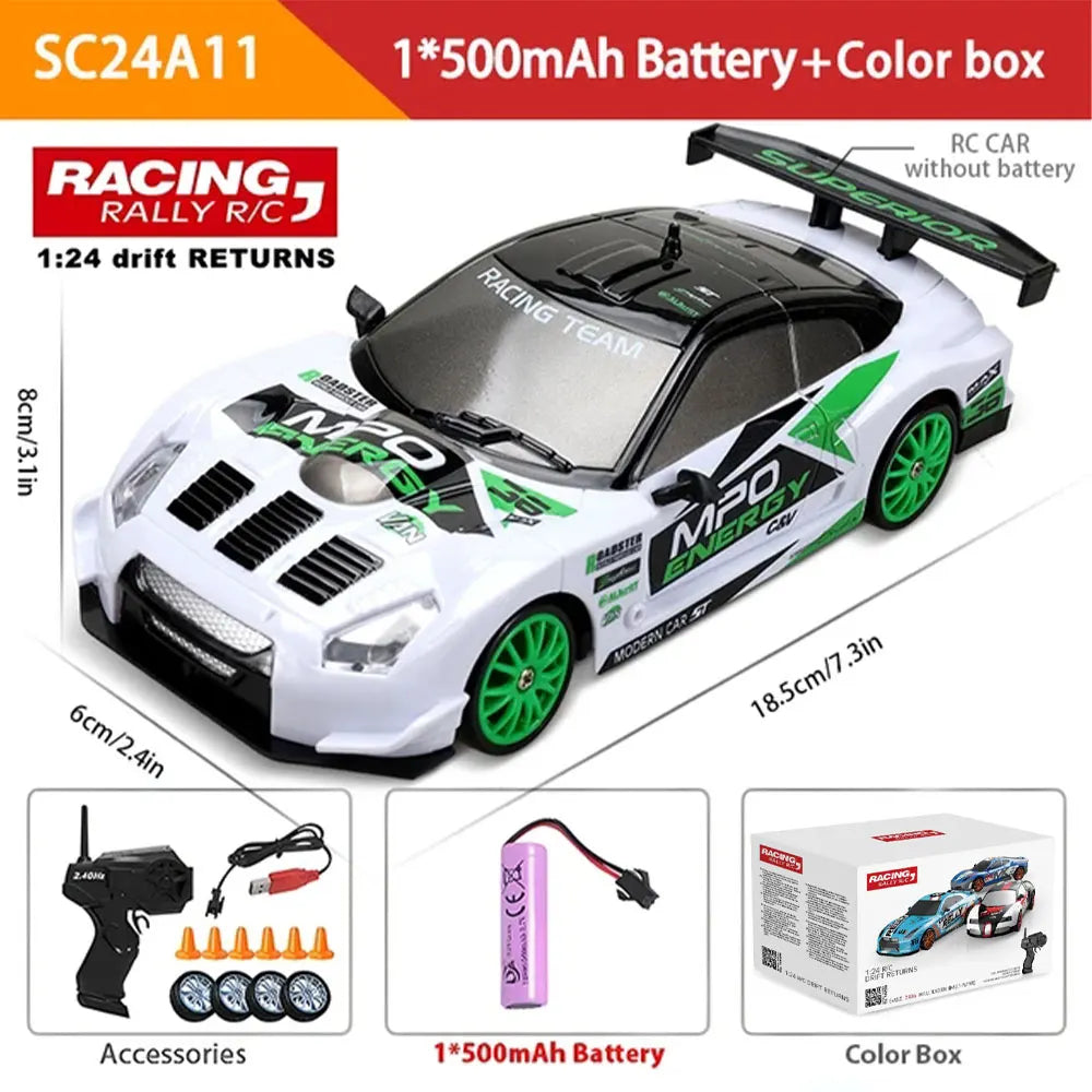 4WD Remote Control Car RC Drift 1:24 20KM/H High Speed Vehicle with LED Lights Racing Sport Toy for Adults Boys Girls Kids Gifts