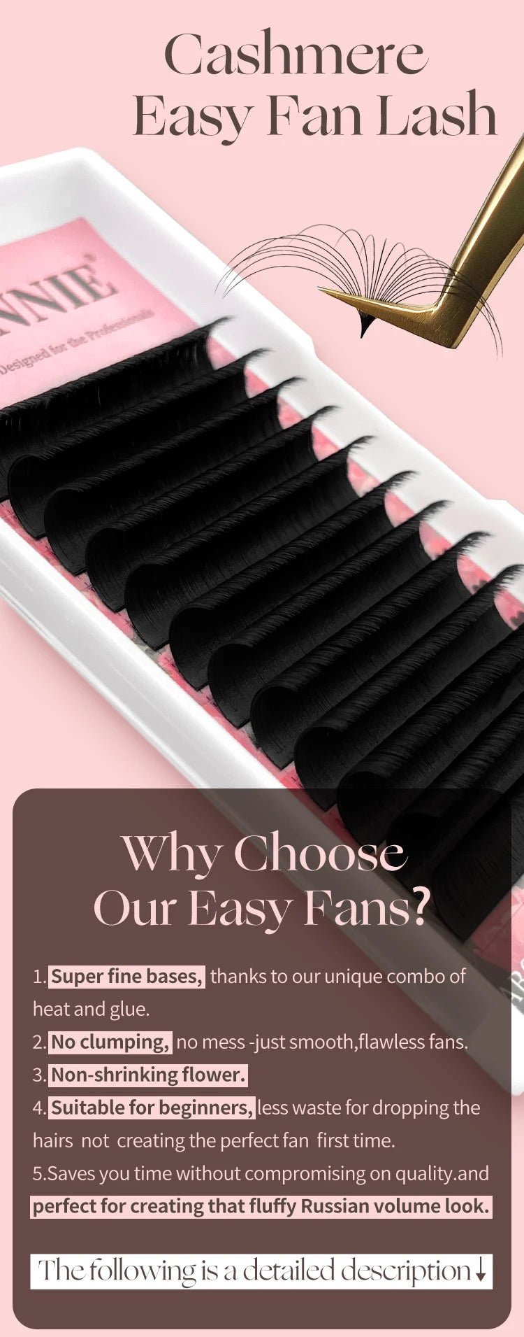 Abonnie Super Soft Blomming Lashes Easy Fan Eyelash Extensions Mega Volume Fans 8-25m All Size Eyelashes Supplies for Eye Beauty