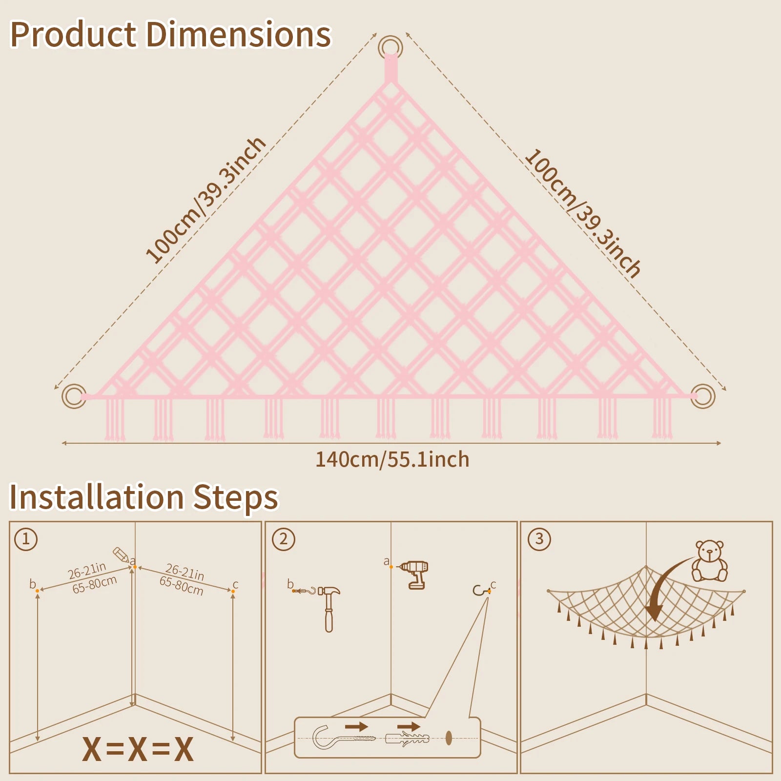 Plush Toy Hammock Large Capacity Stuffed Animals Organizer Net Macrame Tassels Boho Home Wall Decoration Hanging Basket