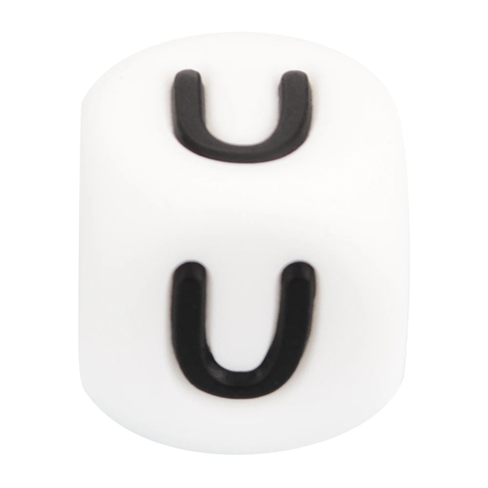 LOFCA 40pcs Alphabet Silicone Letter Beads 12mm Teething Beads Food Grade Teether English Letters Baby Nursing for Teething