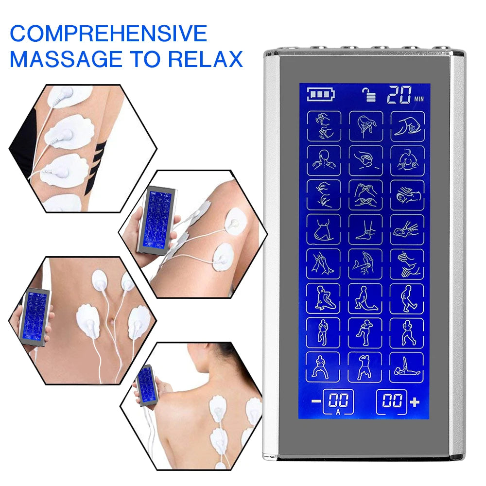 24 Modes Tens Unit Machine with 4 Electrode Pads for Pain Relief Pulse Massage EMS Muscle Stimulator Pain Relief Massage Relax