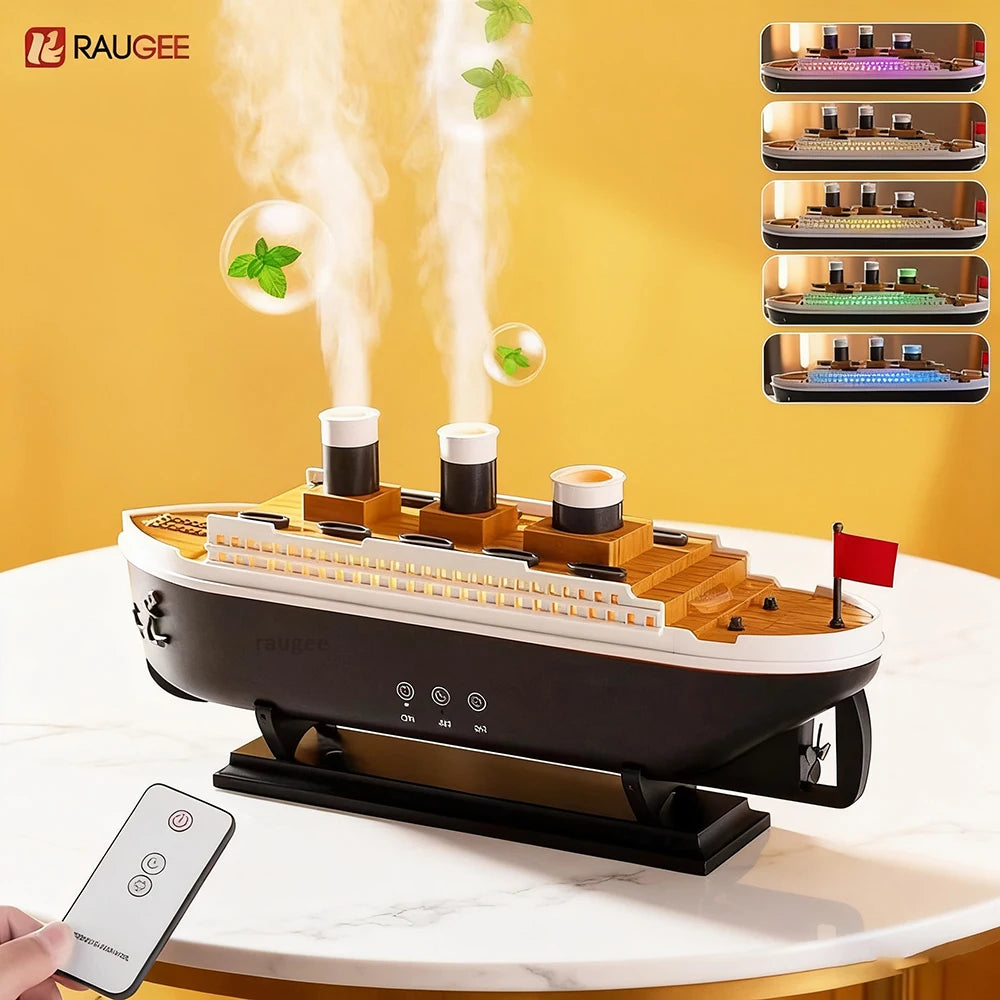 Titanic Ship Model Air Humidifier Essential Oil Diffuser Jellyfish Smoke Ring Fragrance Aroma Humidifier With Remote Control