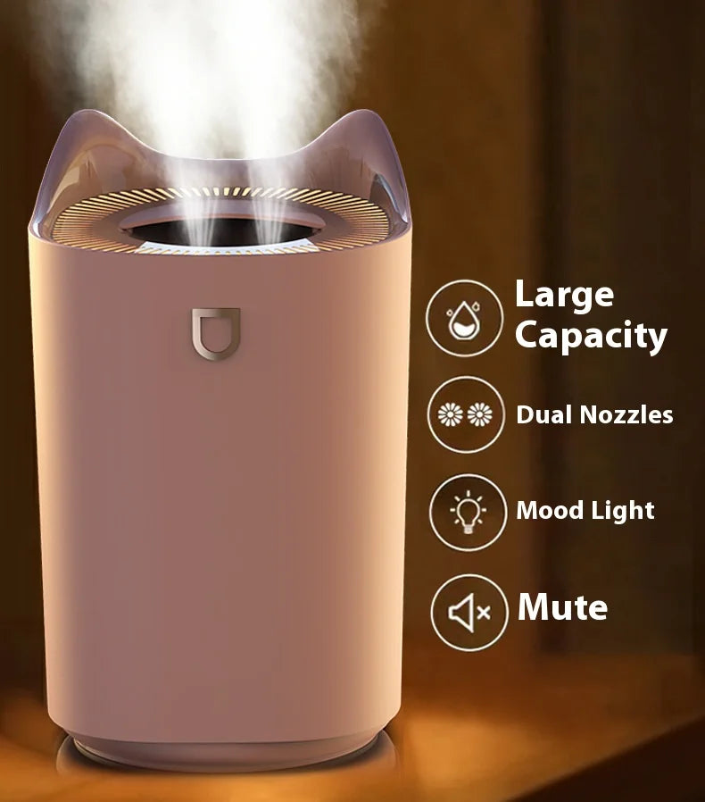 3000Ml Dual Jet Air Humidifier Large Capacity Atomizer Ultrasonic Aroma Diffuser Cool Mist Maker Air Humificador Purifier