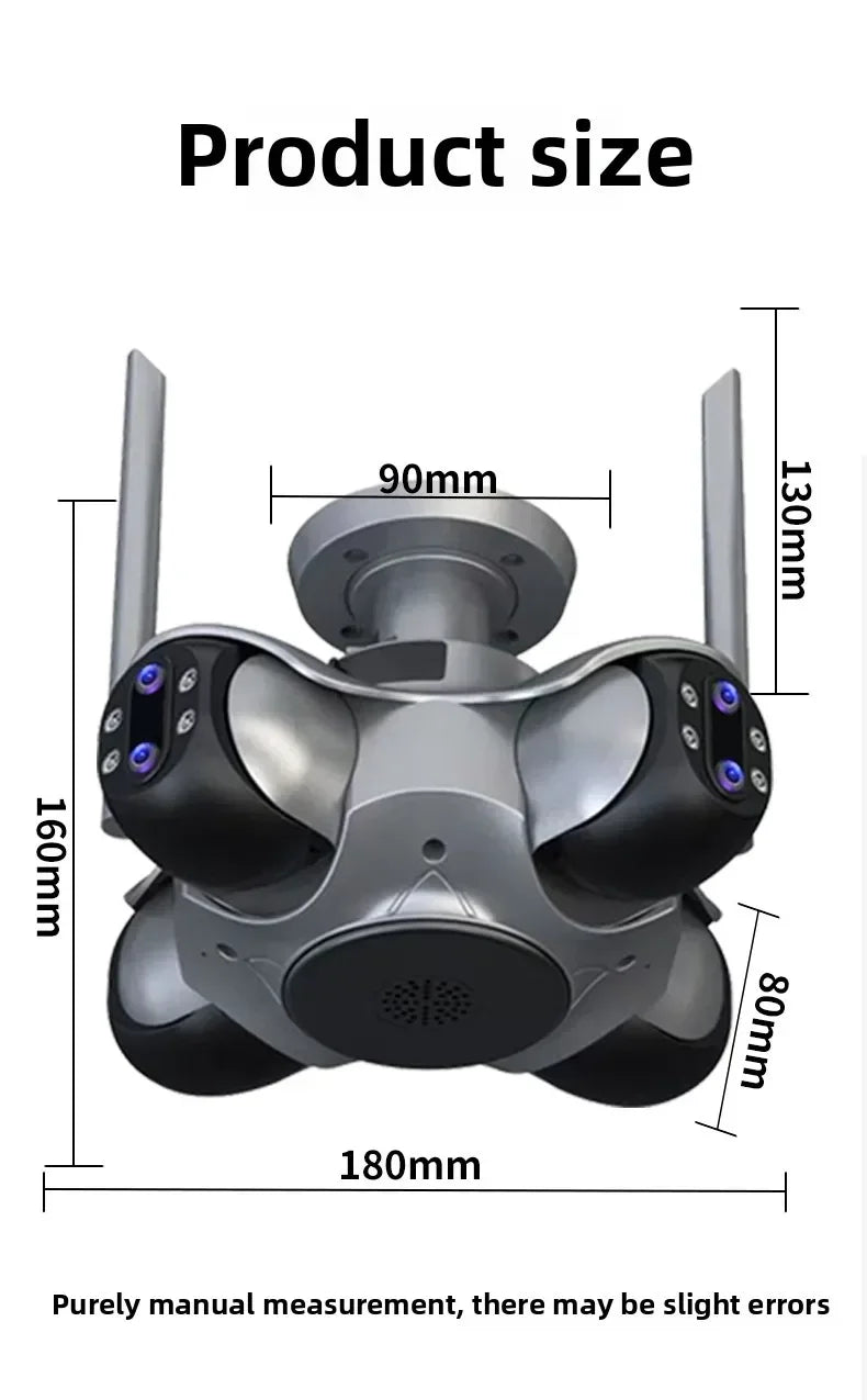 4K Wifi PTZ Panoramic Security Camera Outdoor 5 Lens 5  Screens Color night vision CCTV Wireless CCTV Video Surveillance Camera