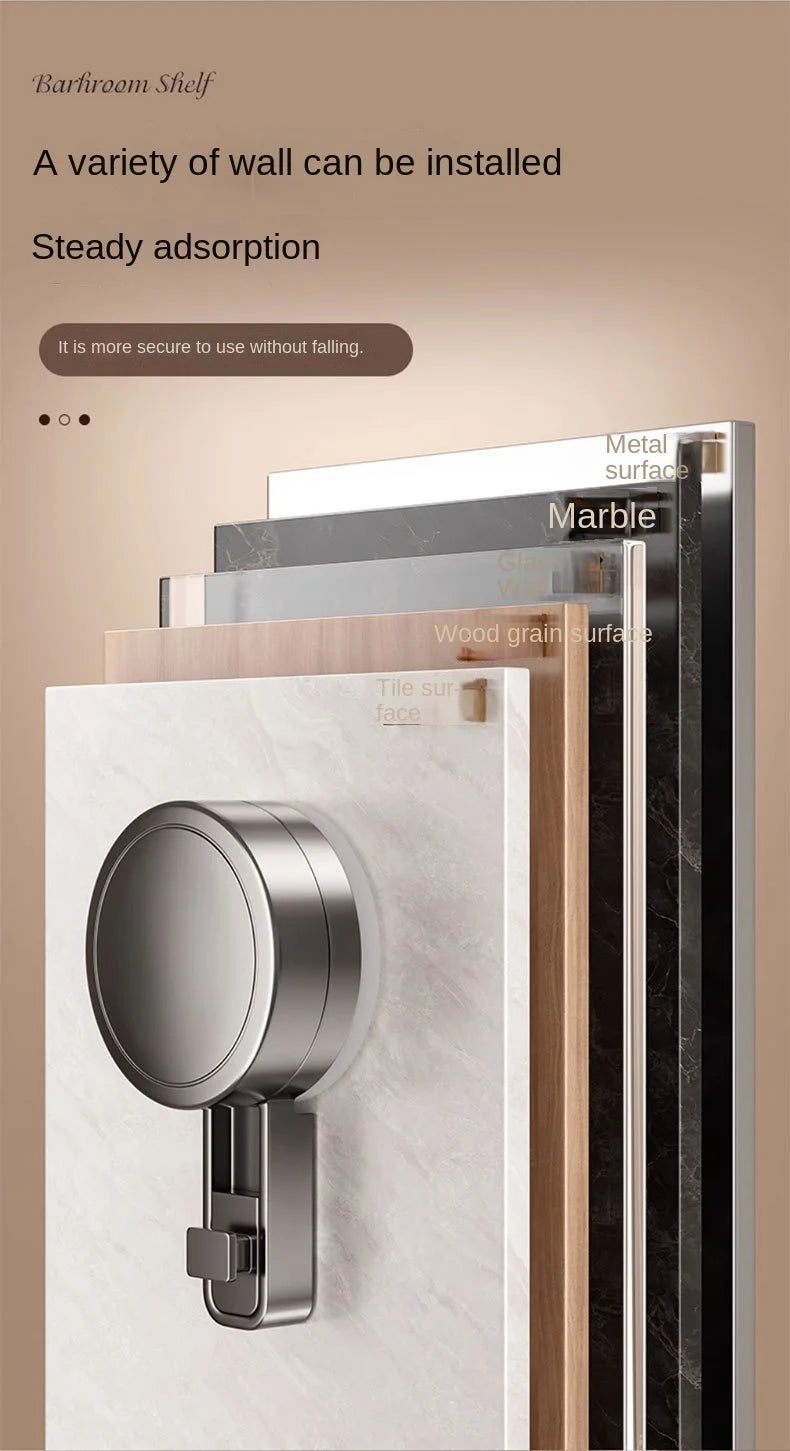 Suction Cup Bathroom Rack Bathroom Shelf Toilet Space Aluminum No Drill Hanging Rack Bathroom Organizer Hang On the Wall