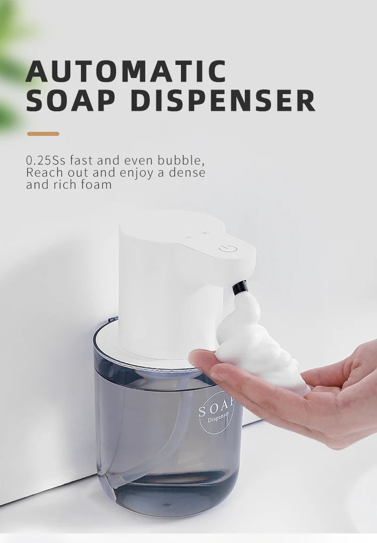 New Wall Mounted Automatic Soap Dispenser Foam Smart Hand Washing Machine 400ml Liquid Rechargeable Bathroom Induction Sensor