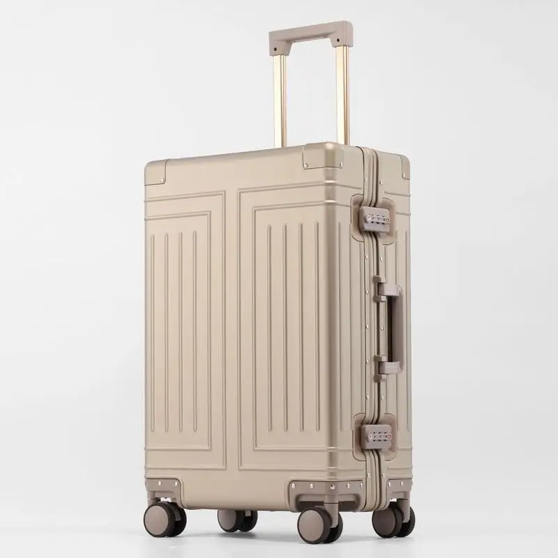 100% Aluminum-magnesium Alloy Material High Quality Senior Travel Luggage 20/24/26/28 Size Spinner Brand Travel Suitcase