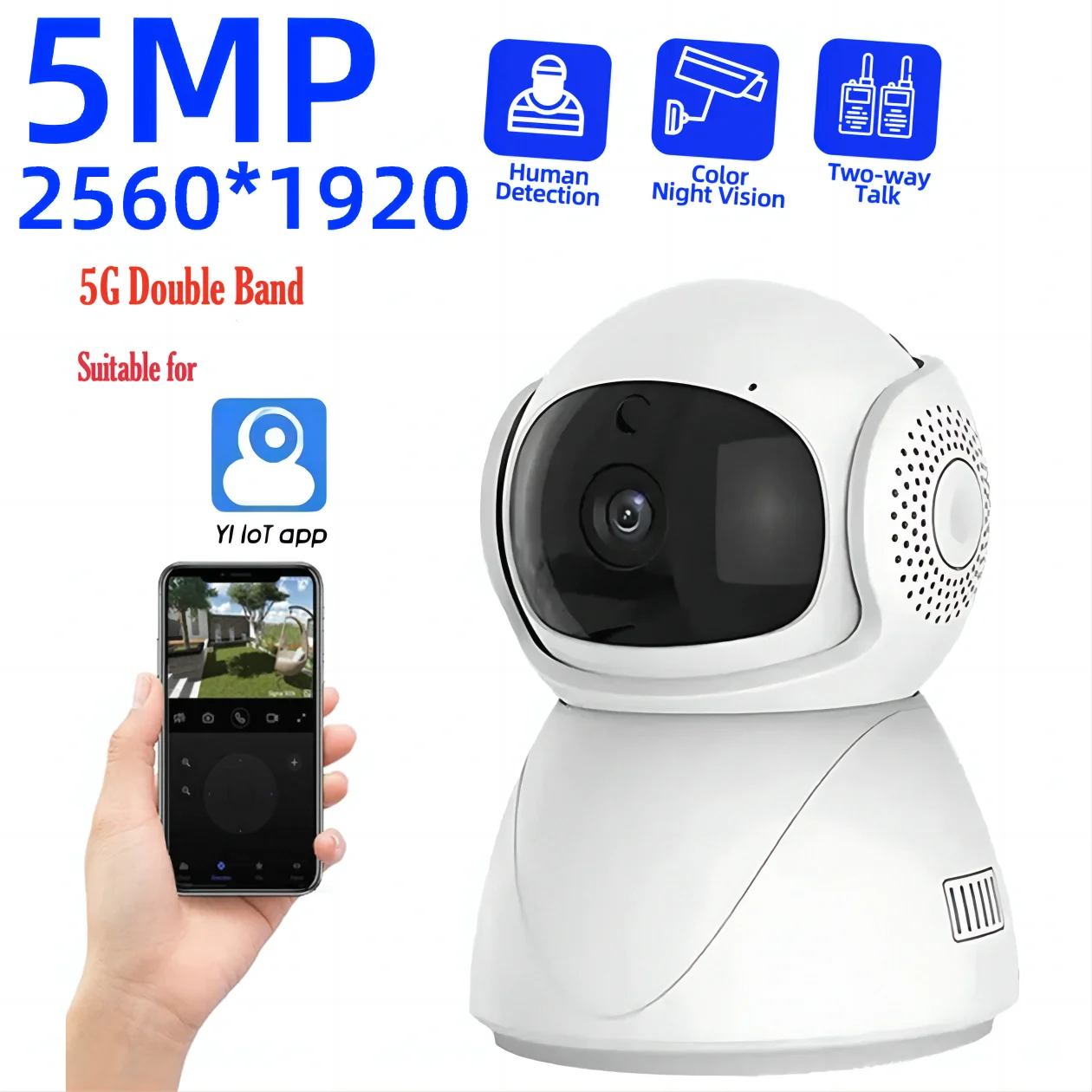 5G YI IoT WiFi Smart IP Camera 2MP/5MP AI Human Detect Color Night Vision Surveillance Camera Smart Life Baby Monitor Smart Home