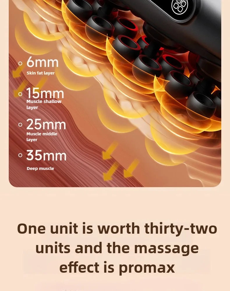 32 Massage Heads Massage Gun Deep Tissue Muscle Professional High Quality Wireless Frequency Vibration Red Light Masajeador