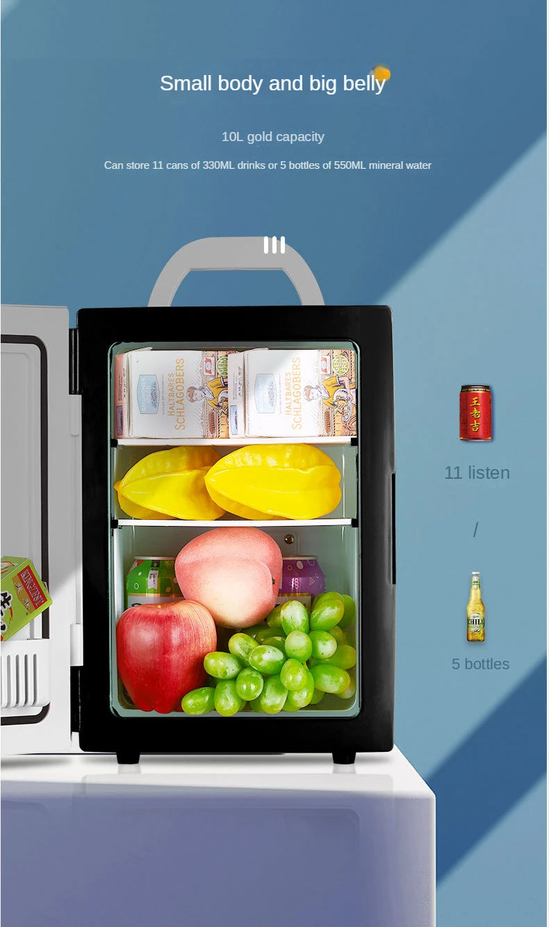 Small 12L mini car refrigerator refrigeration student dormitory cosmetic refrigerator car home dual-use