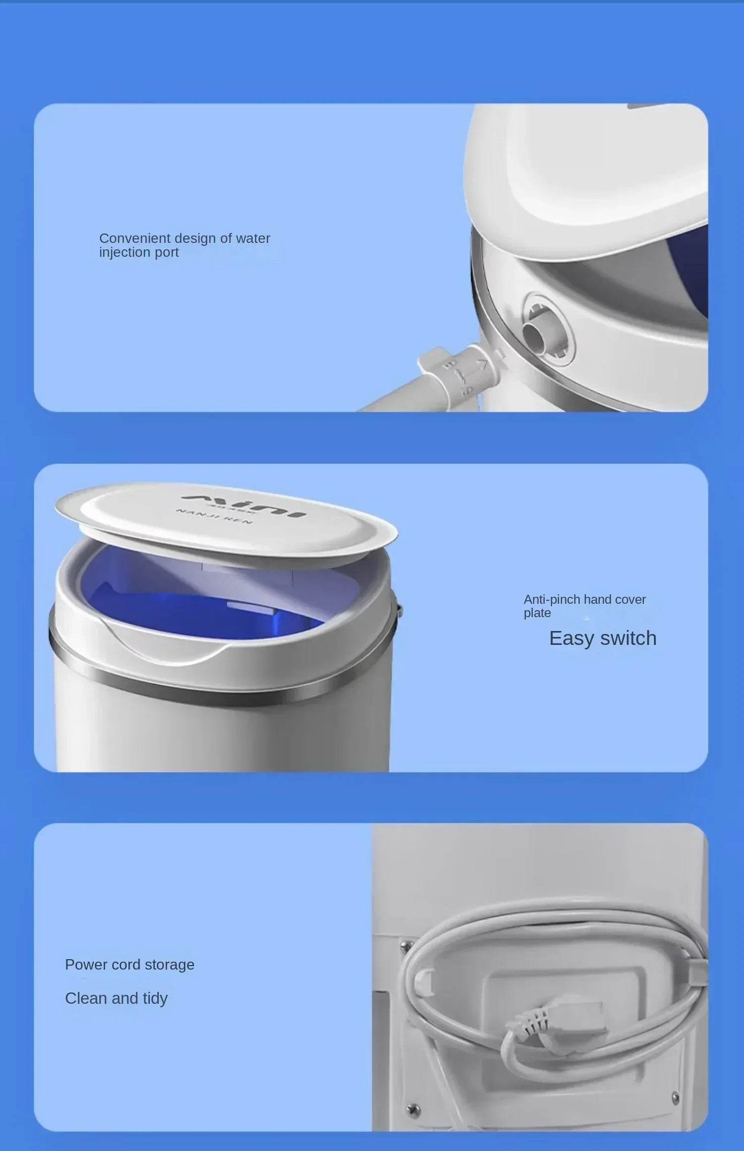 220V VCJ Single Tub  Washing Machine| Mini Laundry Washer for Baby and Child Clothes DW