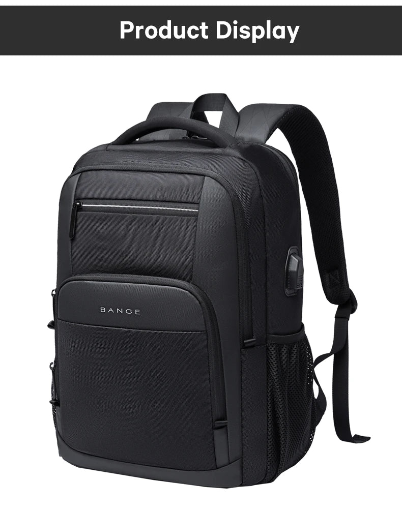 BANGE Lightweight 15.6 inch Laptop Backpack Waterproof USB Charge Port Multifunctional Travel Hiking School Bag Mochila for Men