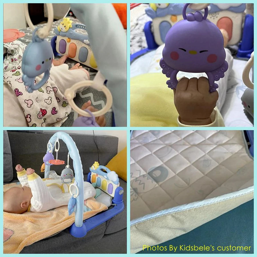 Baby Play Activity Gym With Piano Hanging Rattles Soft Padded Tummy Time Mat Montessori Sensory Learning Newborn Christmas Gift