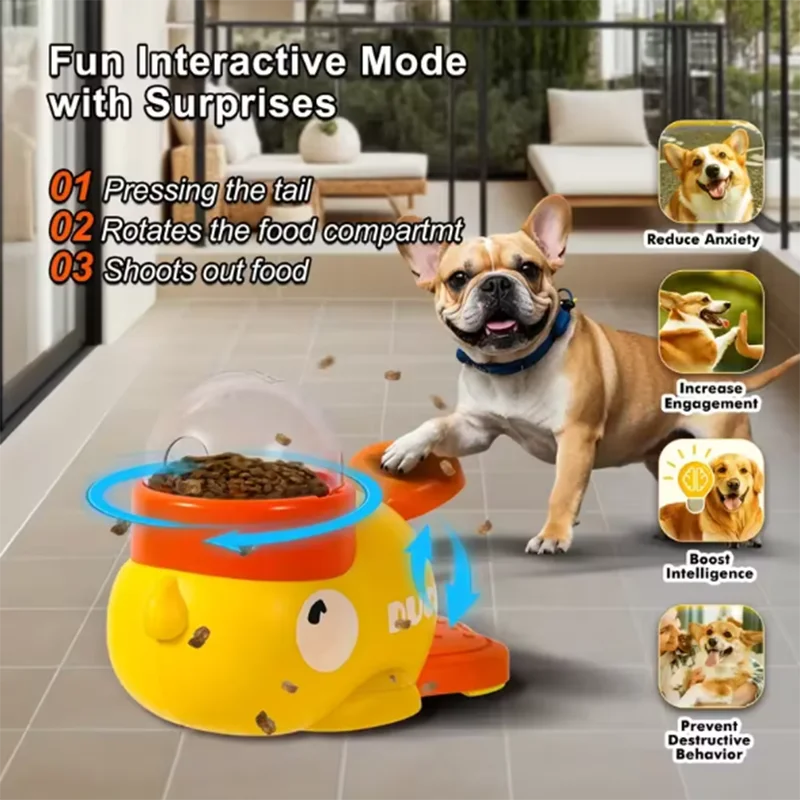 Dog, cat, pet feeder, little yellow duck, interactive puzzle dog feeding machine, puppy, missing food toy, anti-slip bottom