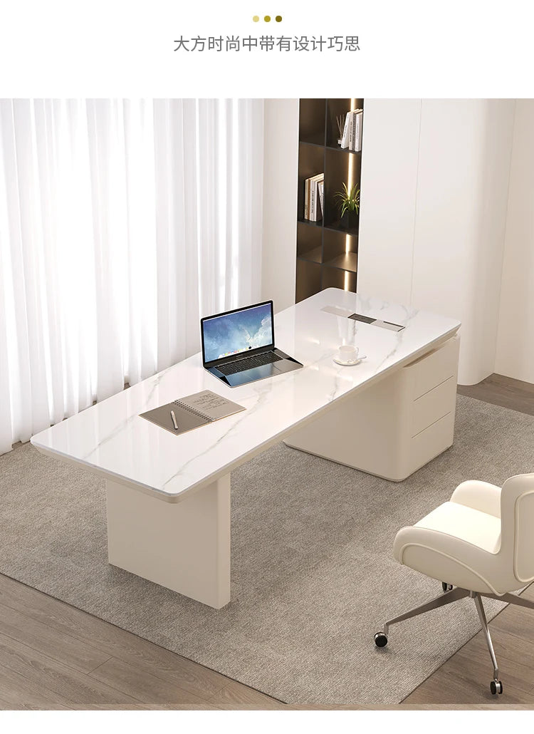 White minimalist office desk modern Elegant high-end design executive desk Mid century luxurymesa ordenador interior furniture