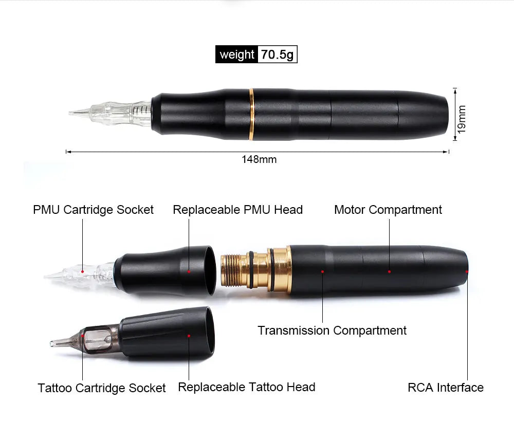 Professional P300 Permanent Makeup Tattoo Machine Kit 2 Heads Microblading Machine For Eyebrow Lip With Tattoo Cartridge Needles