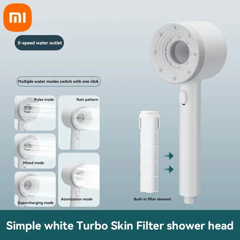 Xiaomi 5-Modes Shower Heads High Pressure Mijia ShowerHead Set Portable Rainfall Faucet Tap Bathroom Bath Home Bathroom Upgrade