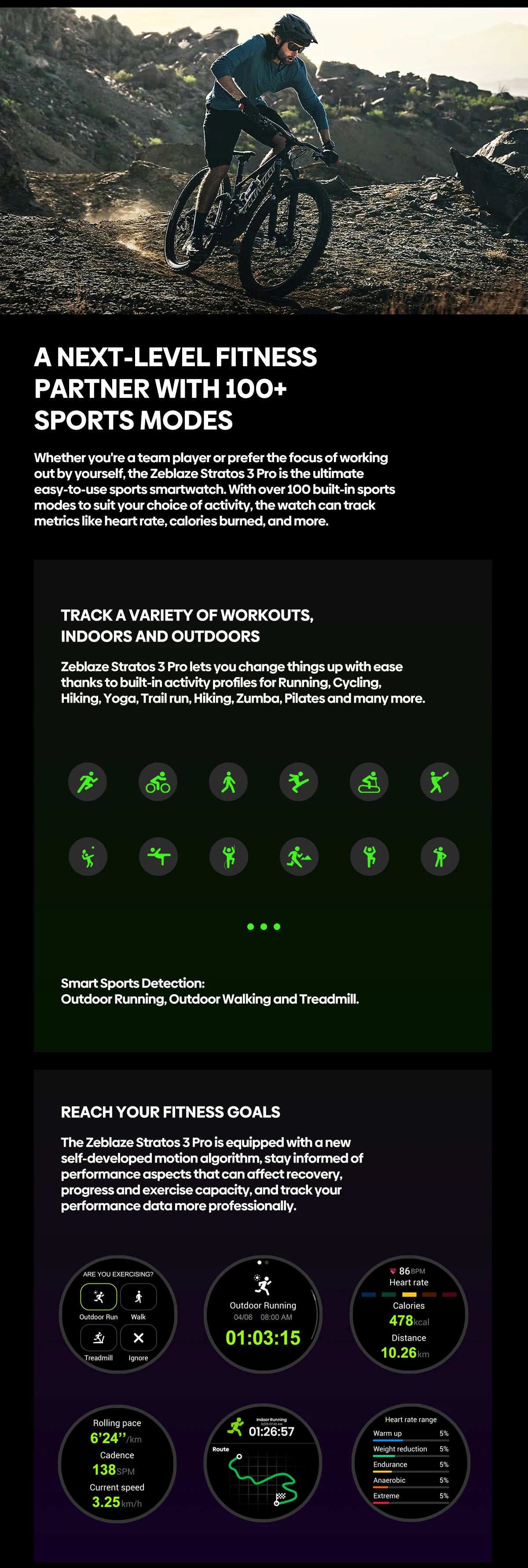 New Zeblaze Stratos 3 PRO GPS Smart Watch 1.43” HD AMOLED Display Built-in GPS Bluetooth Phone Calls Sports Smartwatch for Men