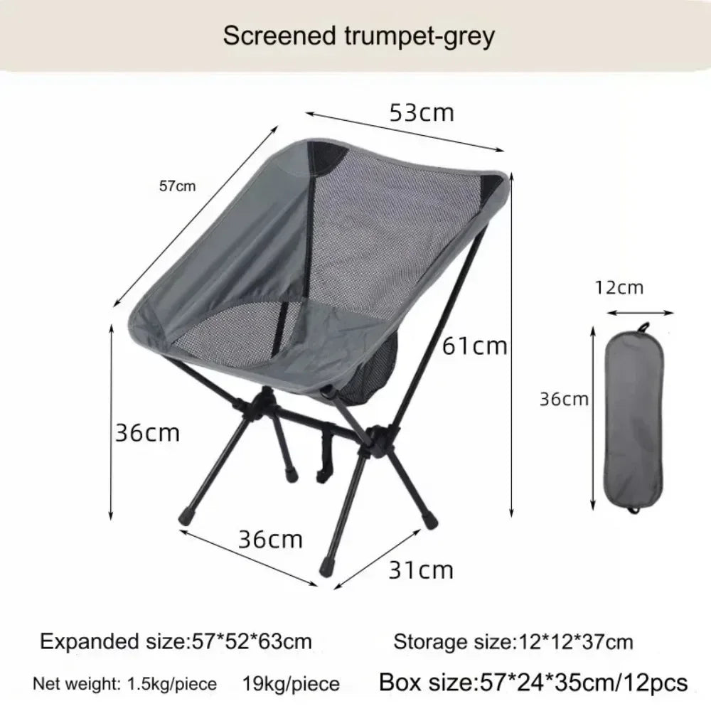 Ultralight Portable Folding Moon Chair with Oxford Fabric for Camping Hiking Travel Beach Picnic Fishing Outdoor Adventure Seat