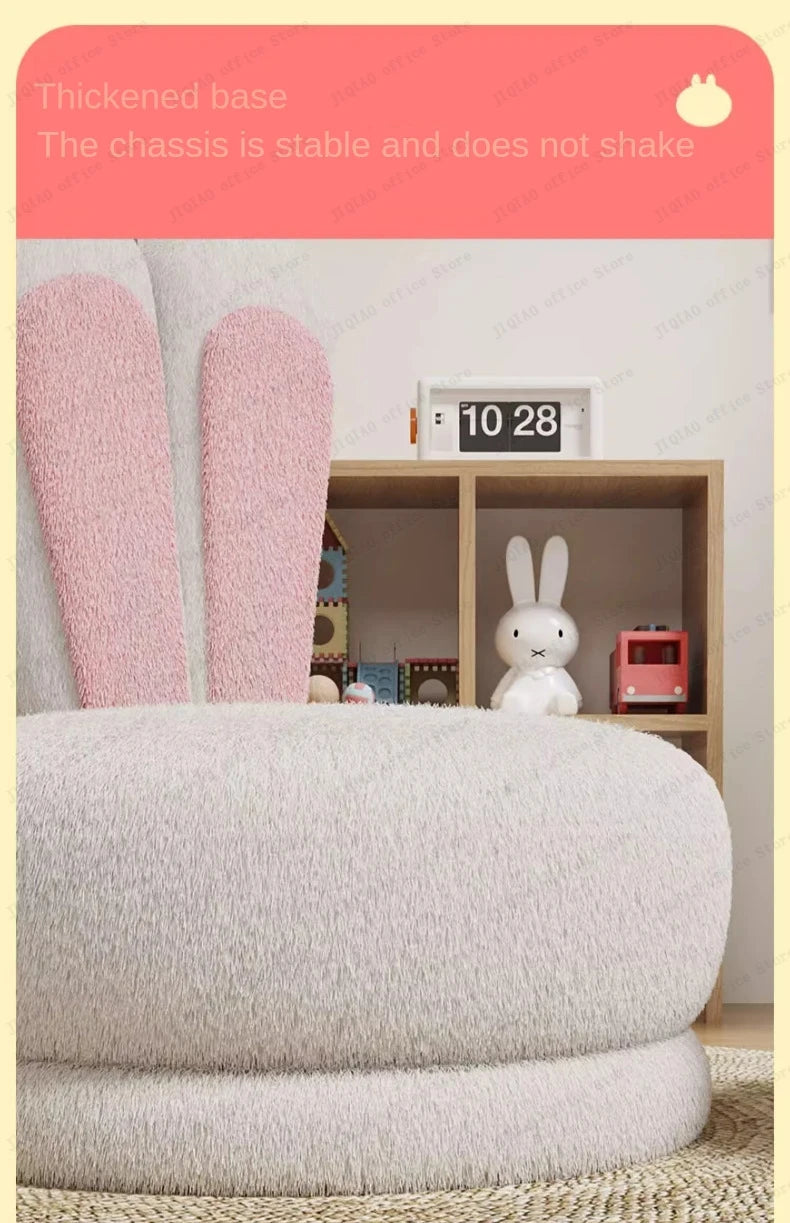 Children's Sofa Lazy Sofa Cute Chair for Living Room Rotating Cartoon Rabbit Ears Chair Leisure Reading Chair Chair with Back