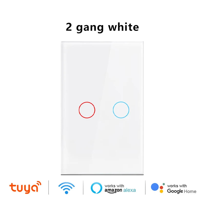 EU/US Smart Switch Alexa RF433 No Neutral Tuya Control Works With Google 1/2/3 Gang Smart Life Home Light WiFi Touch Switches