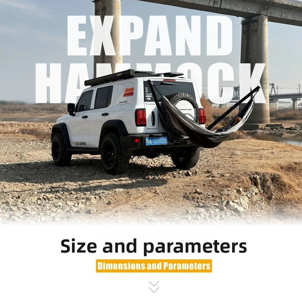 Universal Car Hammock Stand - Adjustable & Foldable Vehicle Mount Kit W/ Parachute Bed, Fits All Cars & SUVs