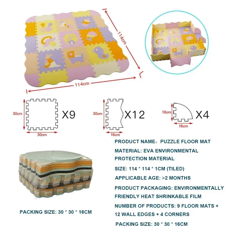 EVA Foam Play Mat with Fence Baby Puzzle Jigsaw Floor Mats Thick Carpet Pad for Kids Educational Toys Activity Pad Playmat
