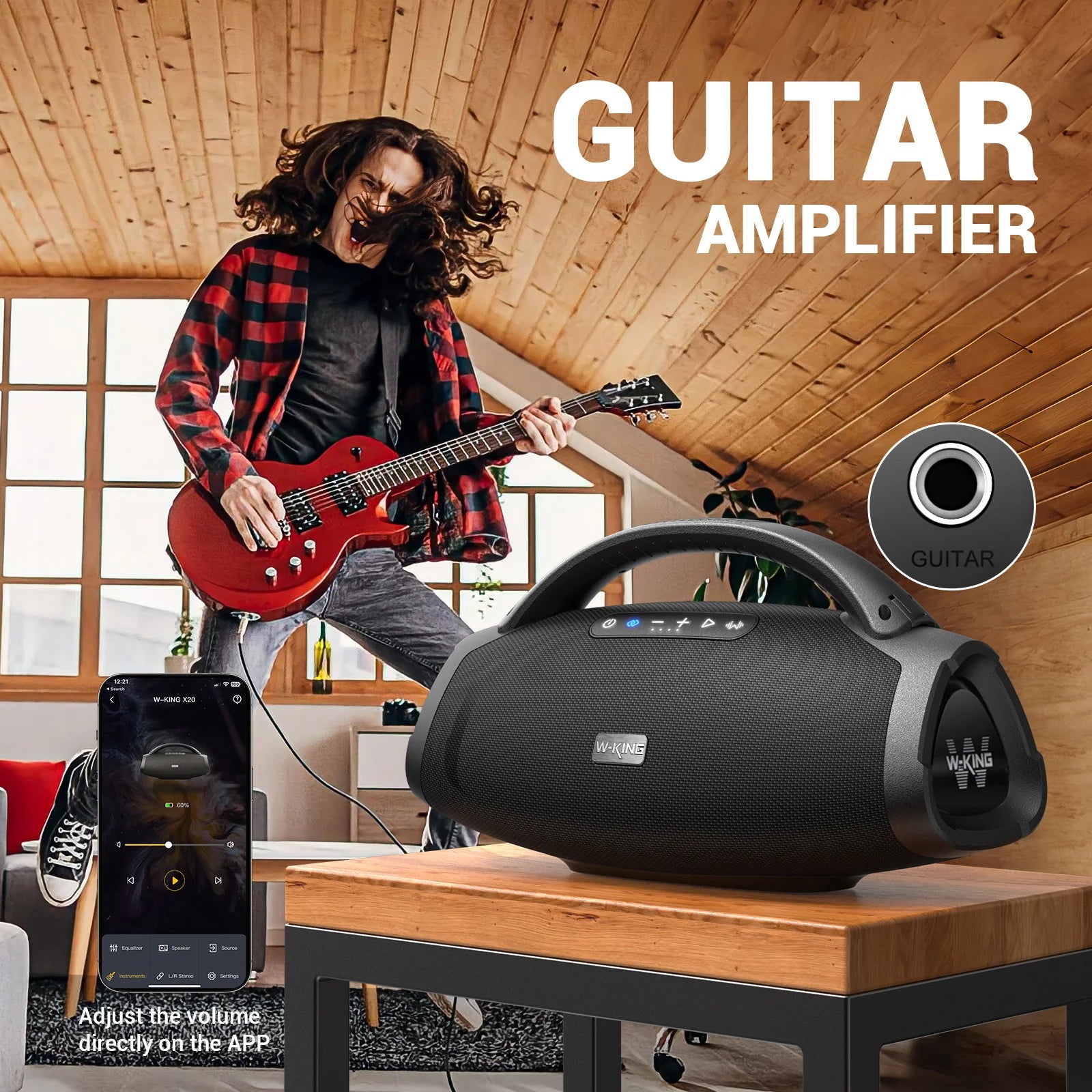 W-KING X20 Portable Bluetooth Speaker 200W RMS Outdoor Wireless Speaker IPX7 Waterproof Speaker Party Camping 24H Playtime