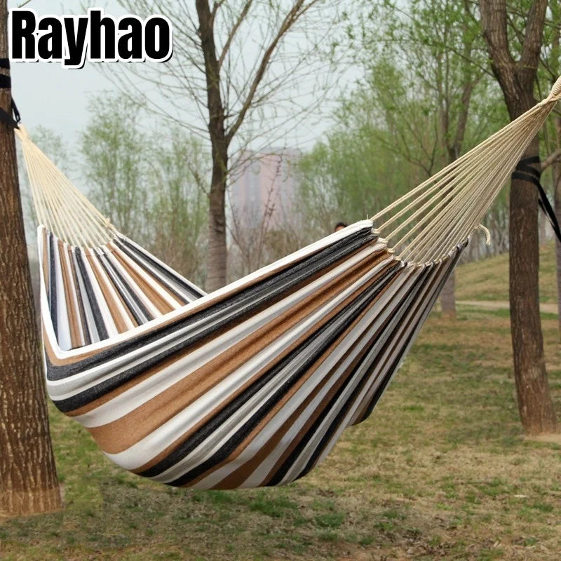 Portable Travel Anti-rollover Thickened Hanging Hammocks Outdoor Indoor Single Double Canvas Hammocks Courtyard Children's Swing