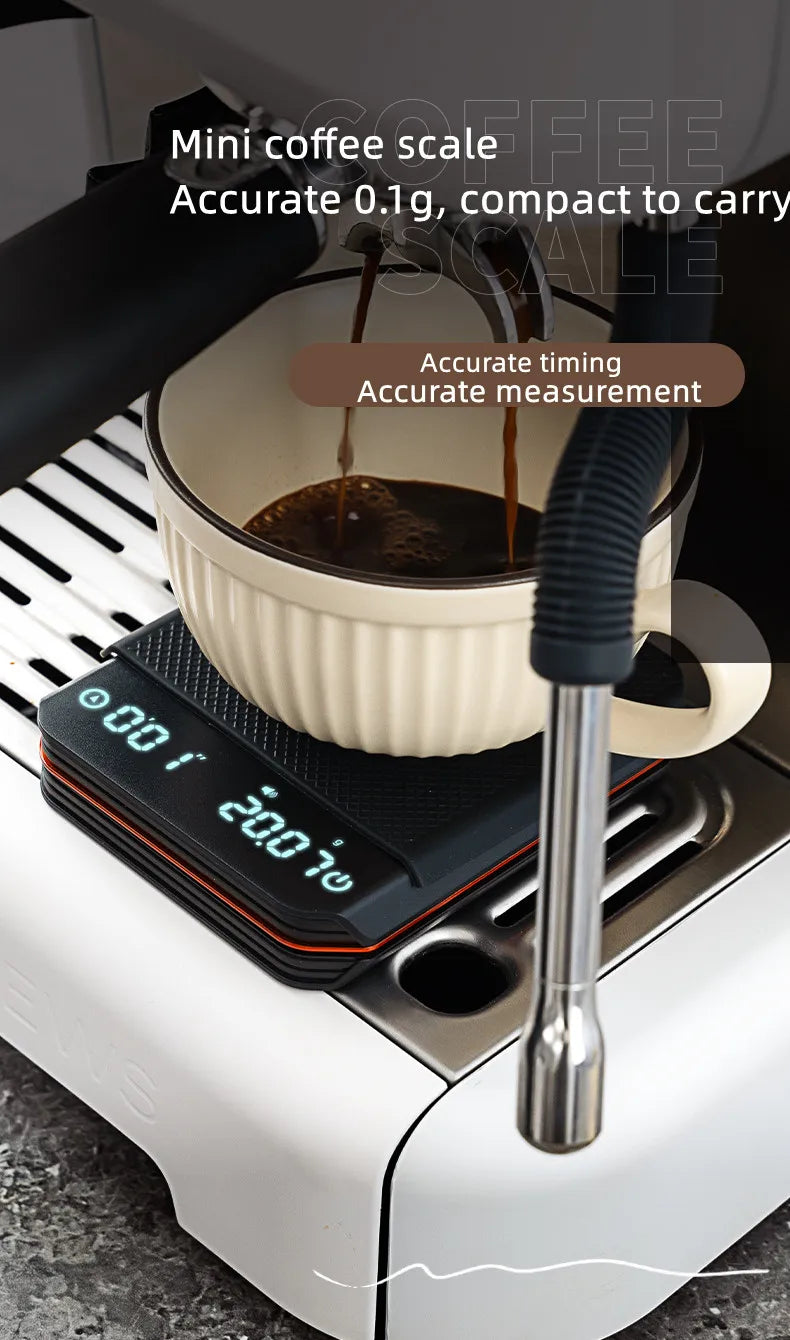 Portable Digital Coffee Scale – Rechargeable High-Precision Kitchen Scale with Timer 2kg/0.1g Accuracy for Pour-Over, Espresso
