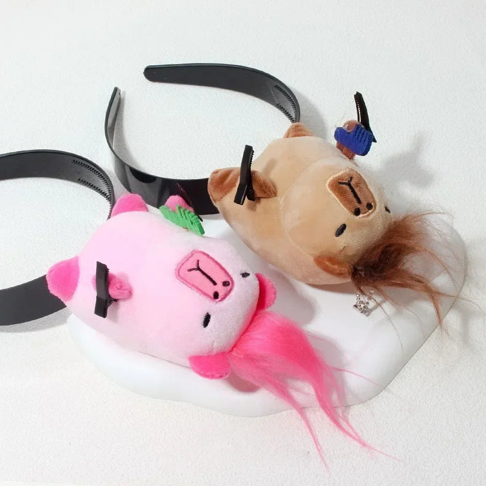 Headband Funny Capybara Hair Hoop Women's Cute Face Wash Headband Funny Plush Hair Band Baby Photography Accessories